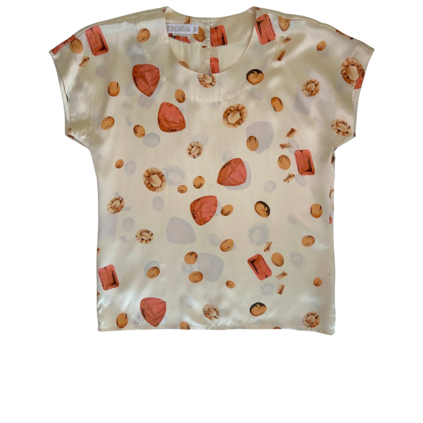 Vintage Escada by Margaretha Ley Silk Jewel Print Blouse