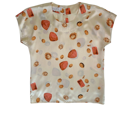 Vintage Escada by Margaretha Ley Silk Jewel Print Blouse