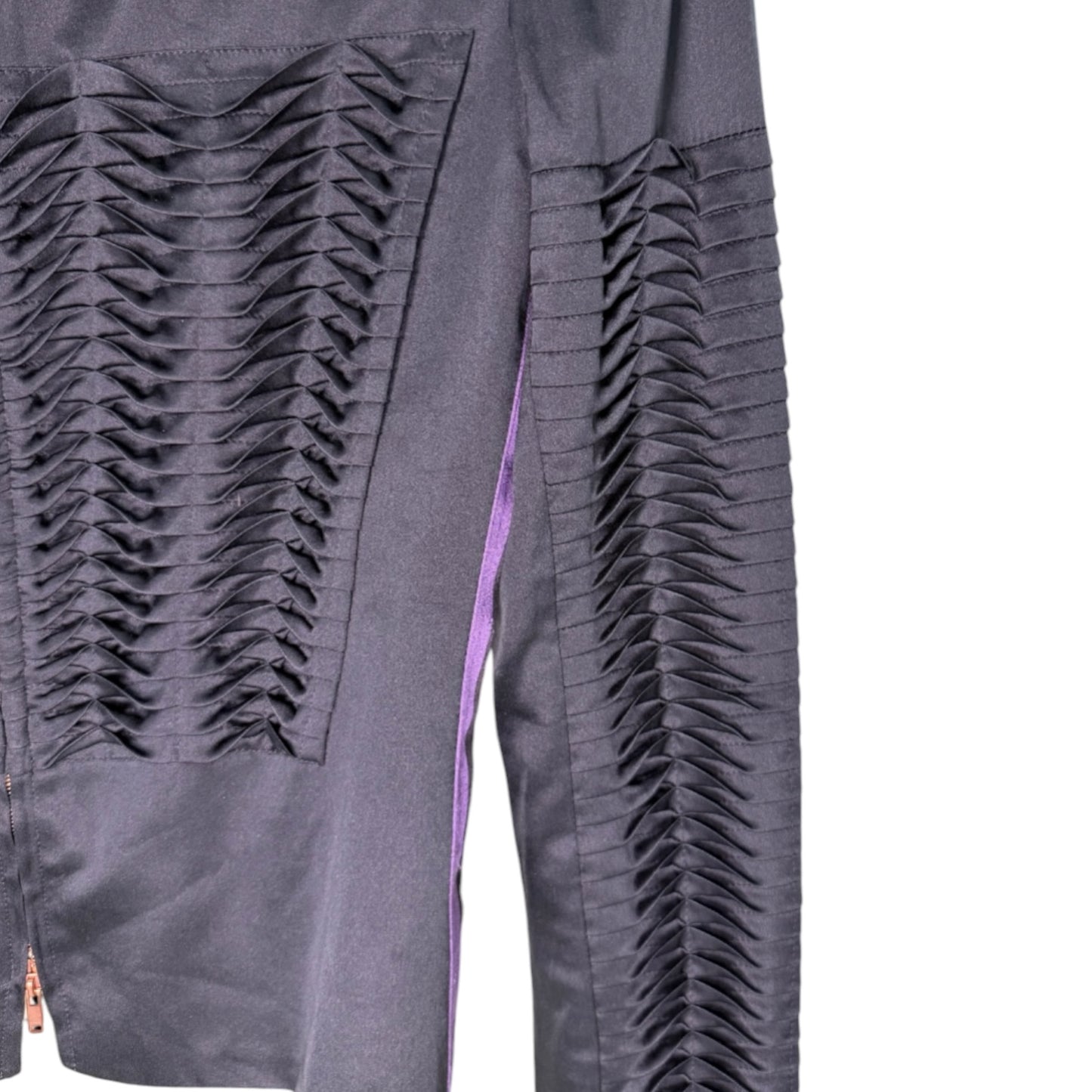 Gucci by Tom Ford Vintage S/S 2004 Runway Black Silk Pleated Zip-Front Jacket | Look 17