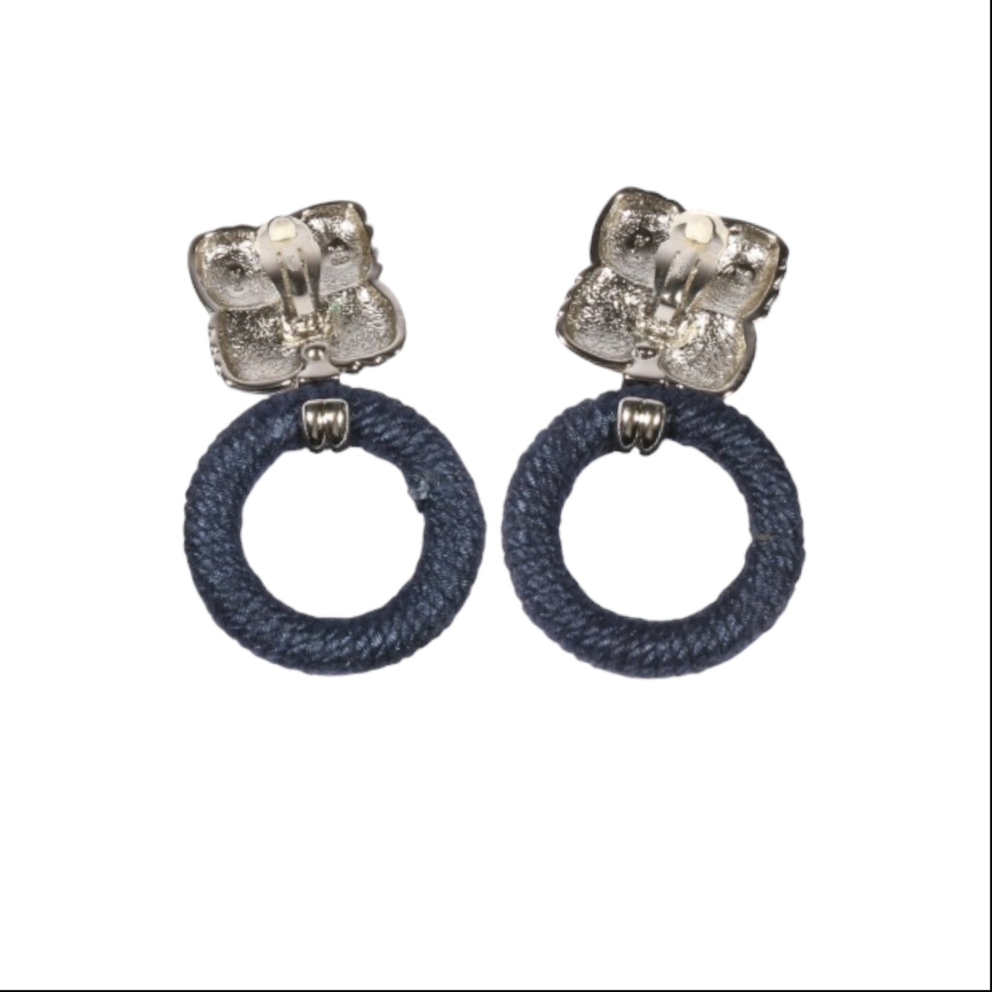 Vintage Yves Saint Laurent YSL Nautical Rope & Silver-Tone Knot Clip-On Earrings