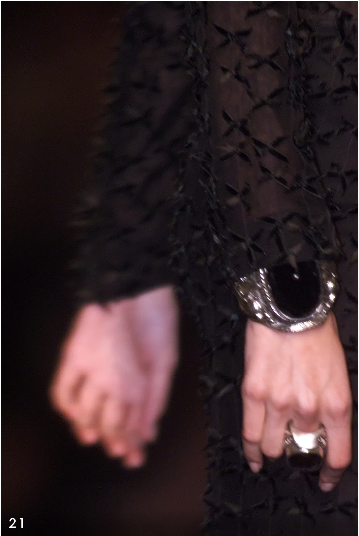 Tom Ford for Yves Saint Laurent F/W 2002 Runway Look 25 Silver-Tone & Velvet Pin Cushion Cuff Bracelet