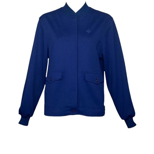 Vintage Givenchy Sport 1990s Cobalt Blue 45 Logo Zip Jacket, Size 10