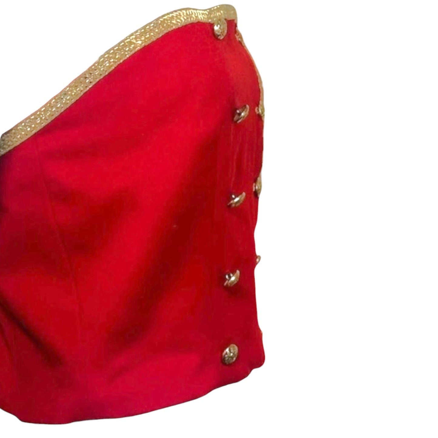 Ralph Lauren Purple Label Fall 1990 Runway Scarlet Red Military Bustier Top Size 8