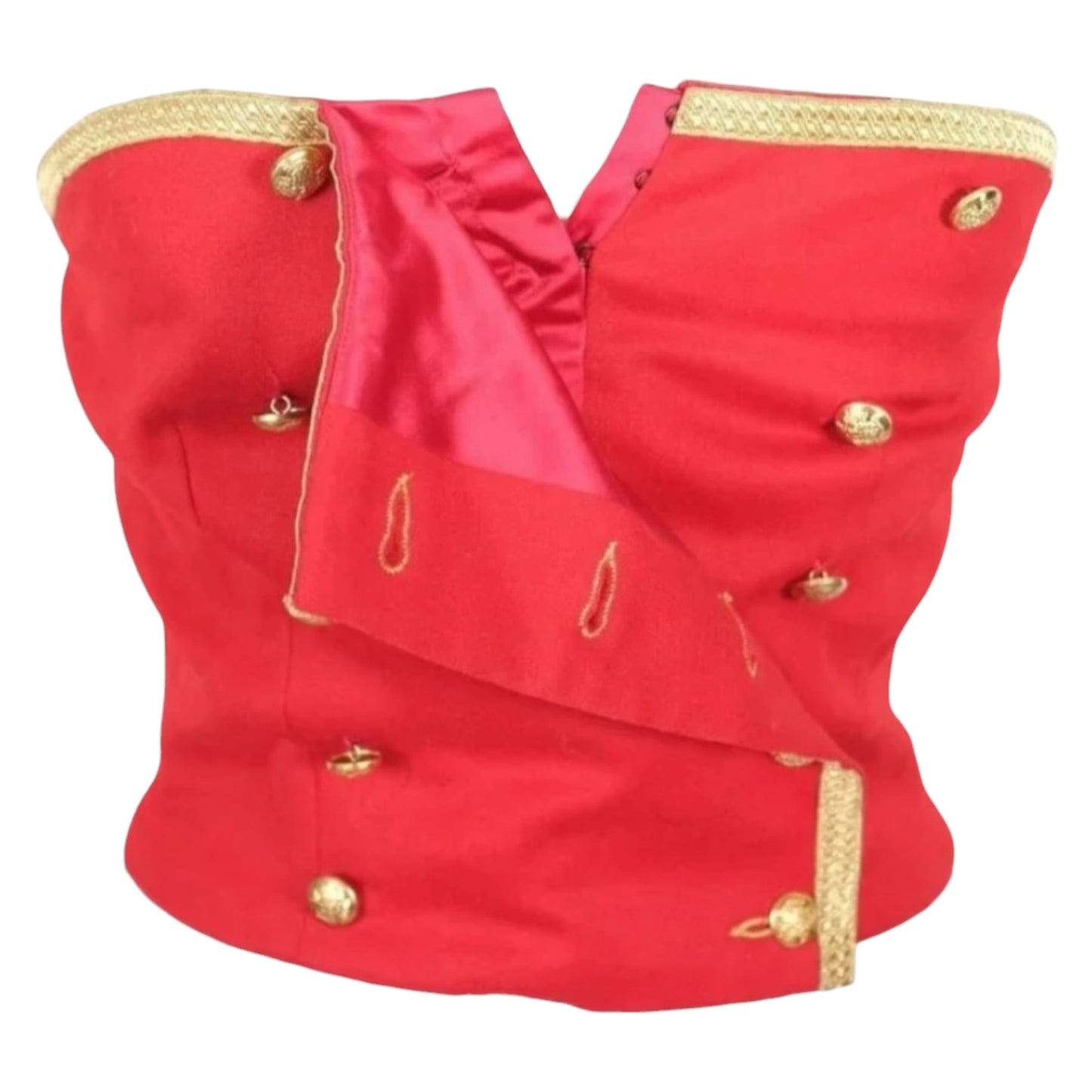 Ralph Lauren Purple Label Fall 1990 Runway Scarlet Red Military Bustier Top Size 8