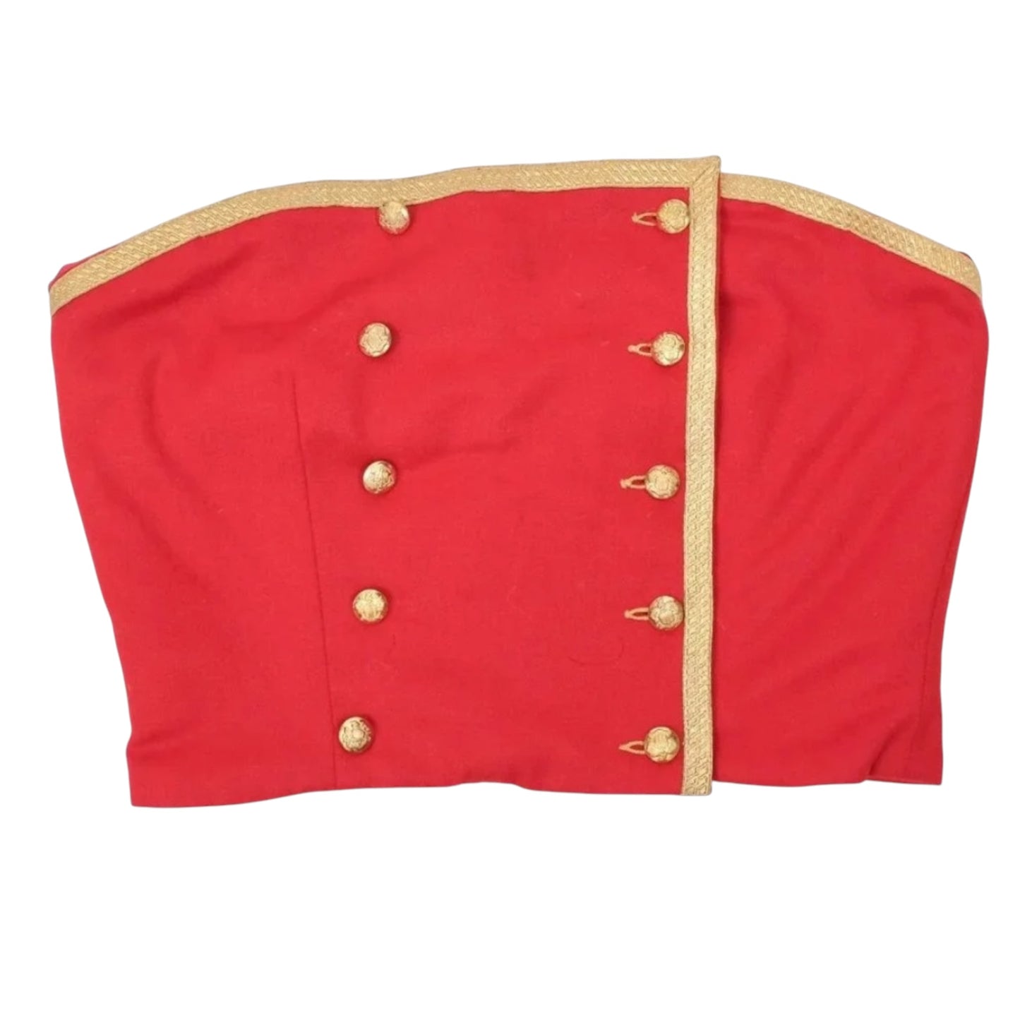 Ralph Lauren Purple Label Fall 1990 Runway Scarlet Red Military Bustier Top Size 8