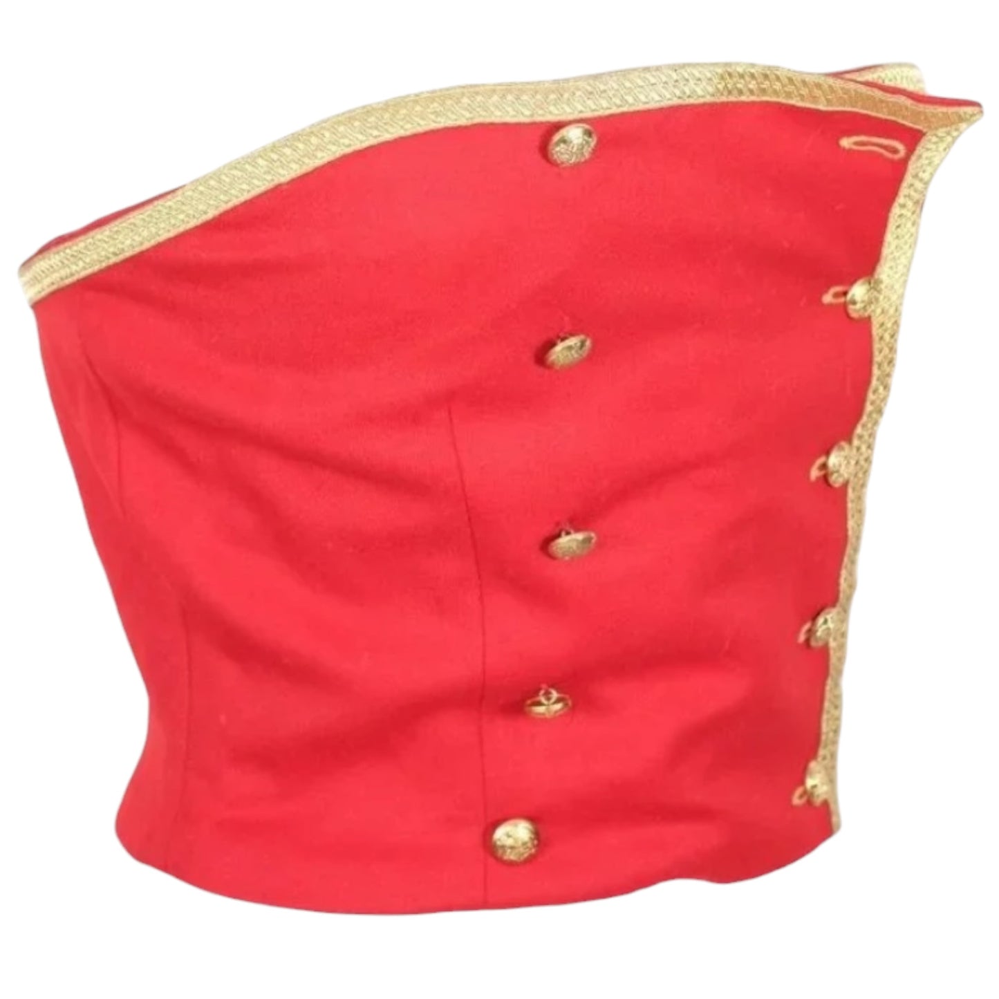 Ralph Lauren Purple Label Fall 1990 Runway Scarlet Red Military Bustier Top Size 8