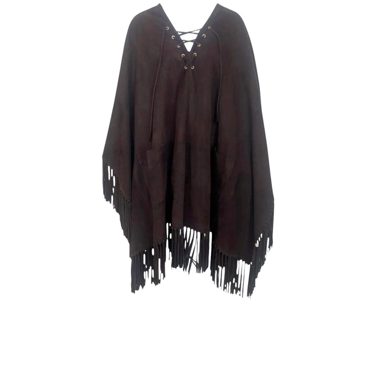 Iris Apfel Provenance Gucci Tom Ford Era Suede Fringe Poncho Cape — Late 1990s / Early 2000s