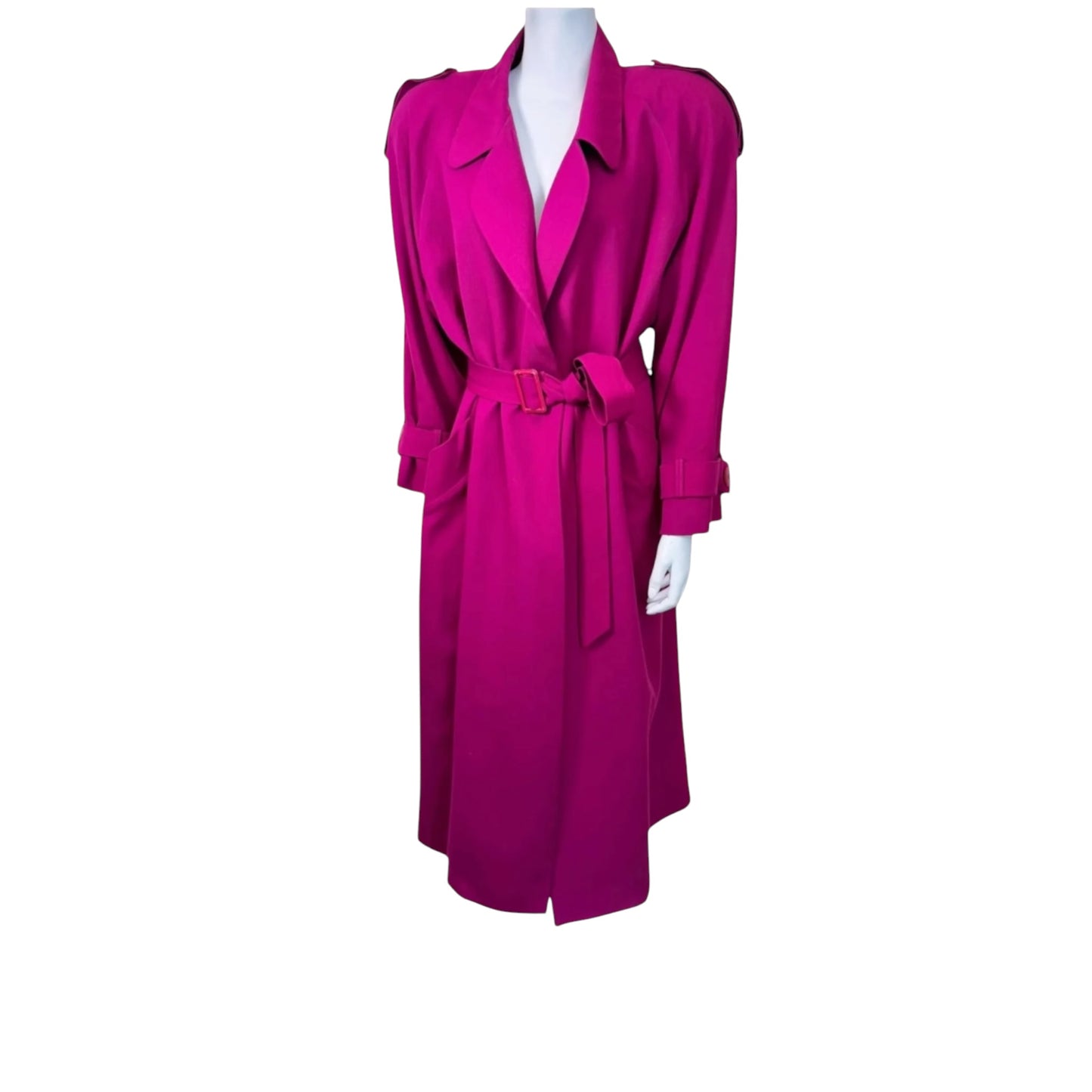 Vintage Christian Dior Fuchsia Belted Wrap Trench Coat - Late 1980s/Early 1990s