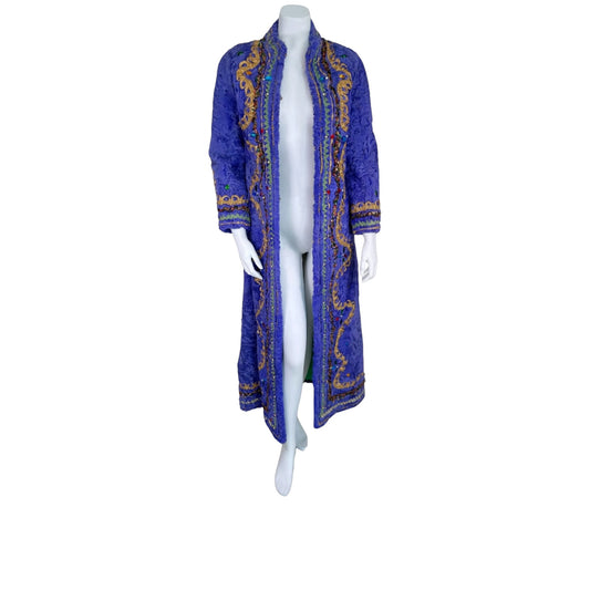 Georges Kaplan 1960S Purple Astrakhan Embellished Maxi Coat