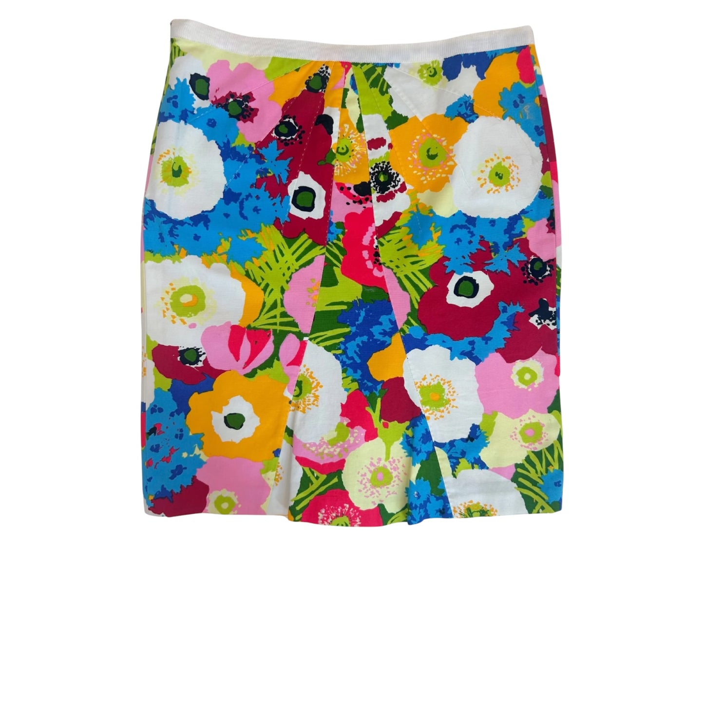 Iris Apfel Provenance Moschino Vintage Floral Cotton A-Line Midi Skirt Made in Italy (Early 2000s)