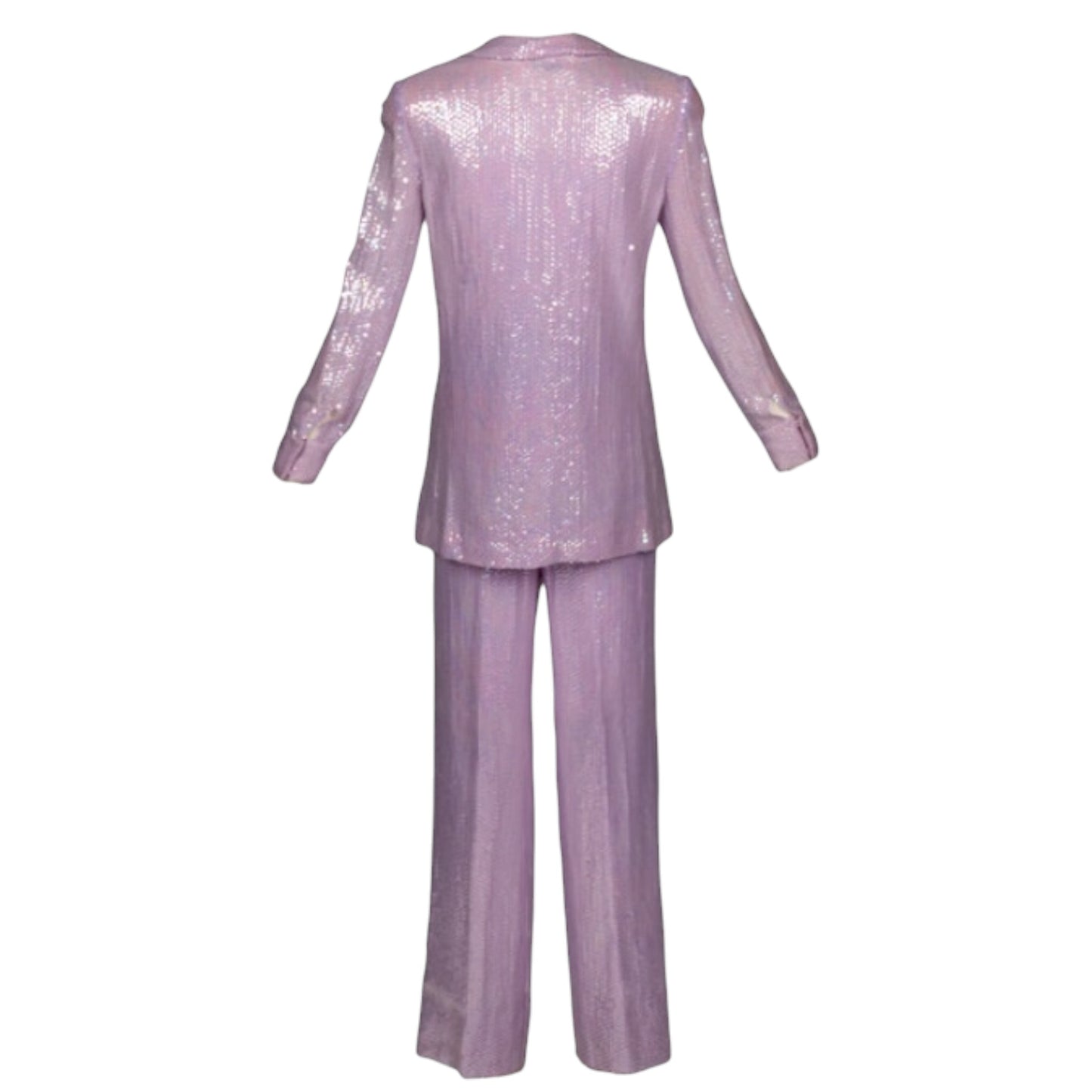 Museum-Referenced 1971 Halston Lavender Iridescent Sequin Evening Pantsuit