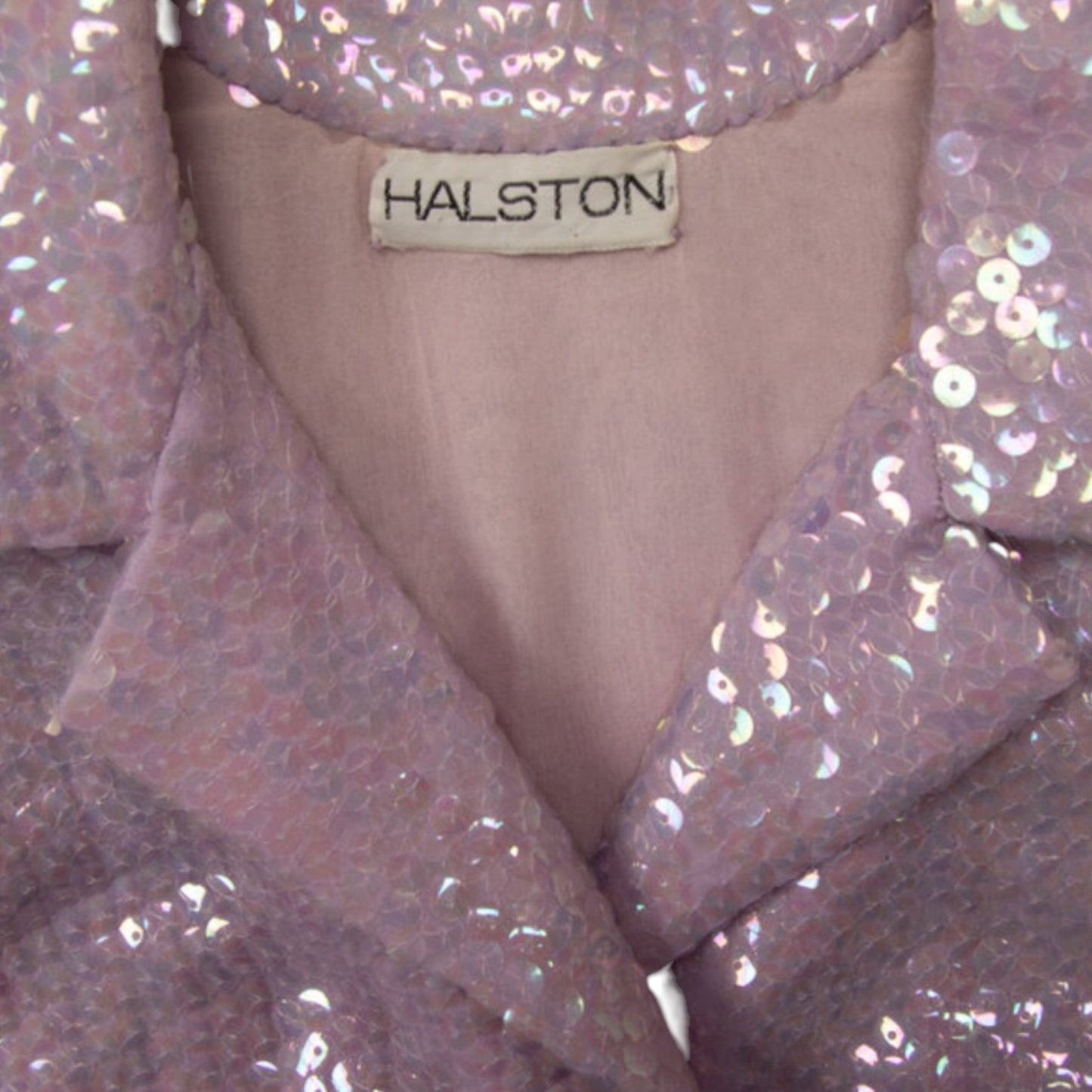 Museum-Referenced 1971 Halston Lavender Iridescent Sequin Evening Pantsuit