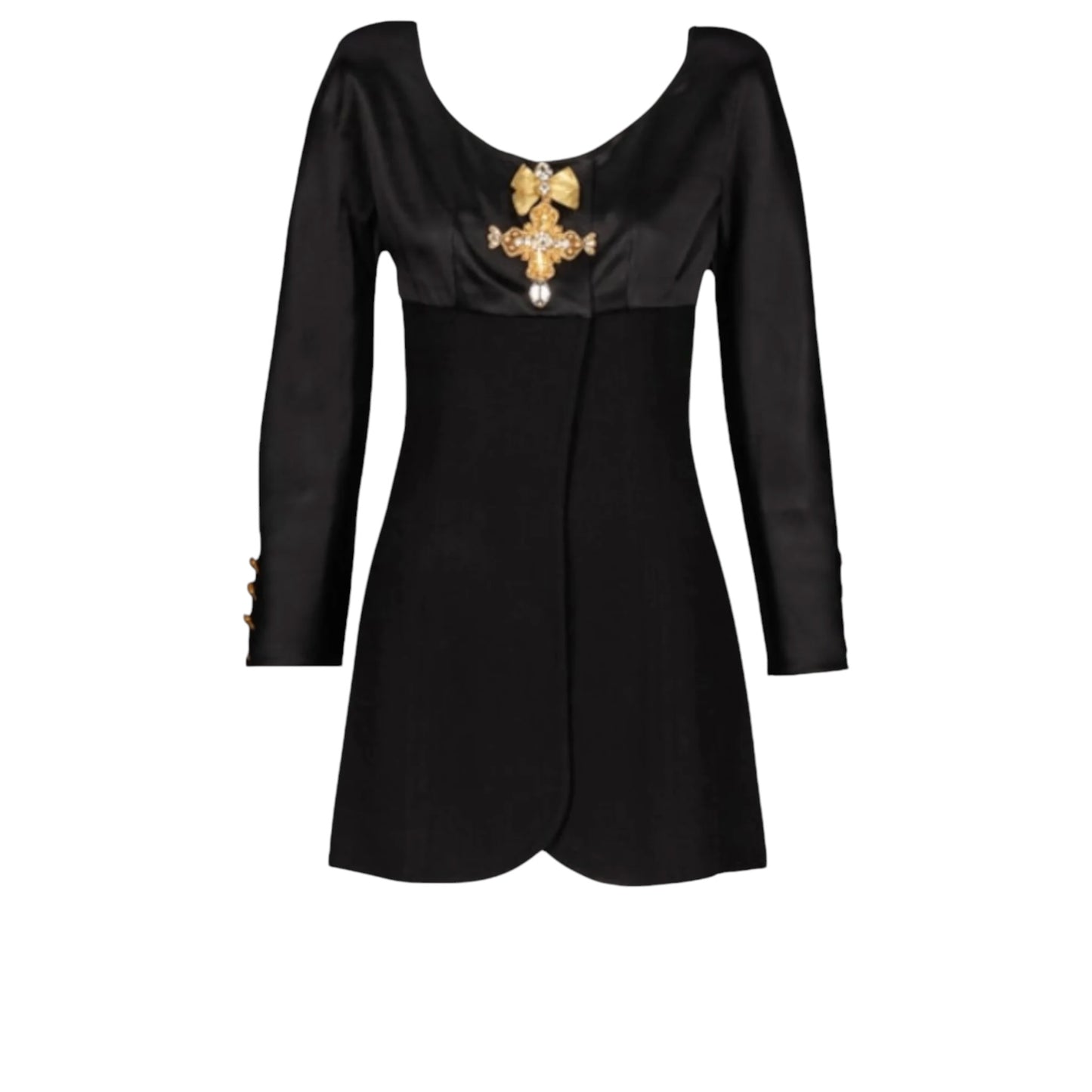 Vintage Christian Dior Demi-Couture Embellished Evening Jacket with Gold Cross Appliqué