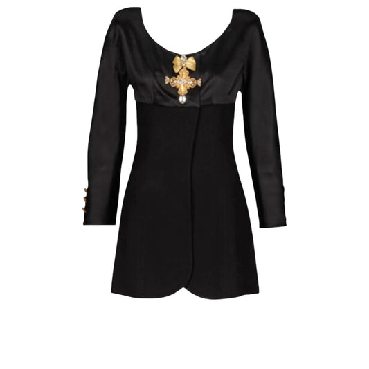 Vintage Christian Dior Demi-Couture Embellished Evening Jacket with Gold Cross Appliqué