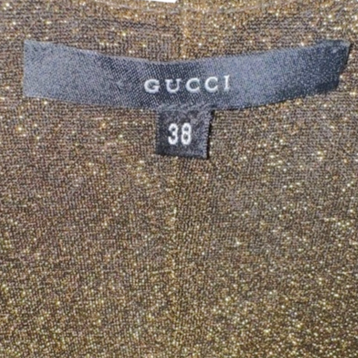 Gucci by Tom Ford F/W 2000 Runway Gold Lurex Plunging Dress w/ Signature Dionysus Tiger Brooch Size 38