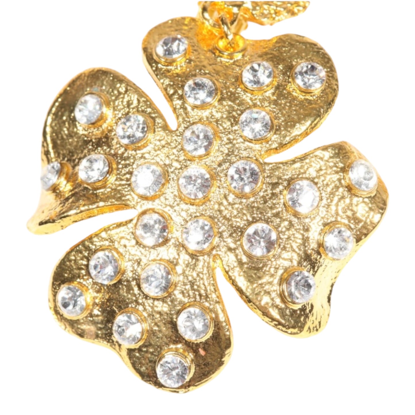 Vintage Hannah Bernhard Paris Art Glass & Crystal Rhinestone Gold-Tone Drop Earrings