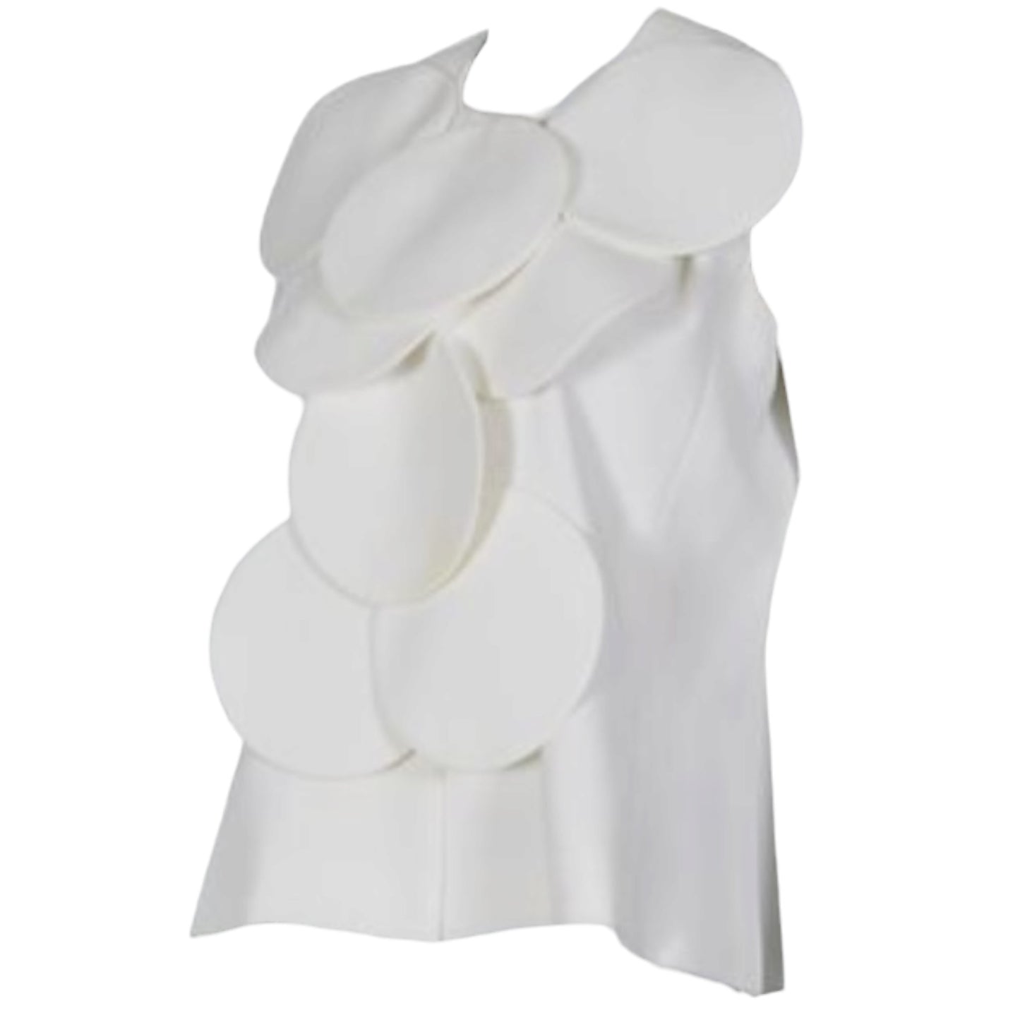 Vintage 1960s Pierre Cardin Haute Couture Ivory Silk Space Age Sculptural Disk Vest