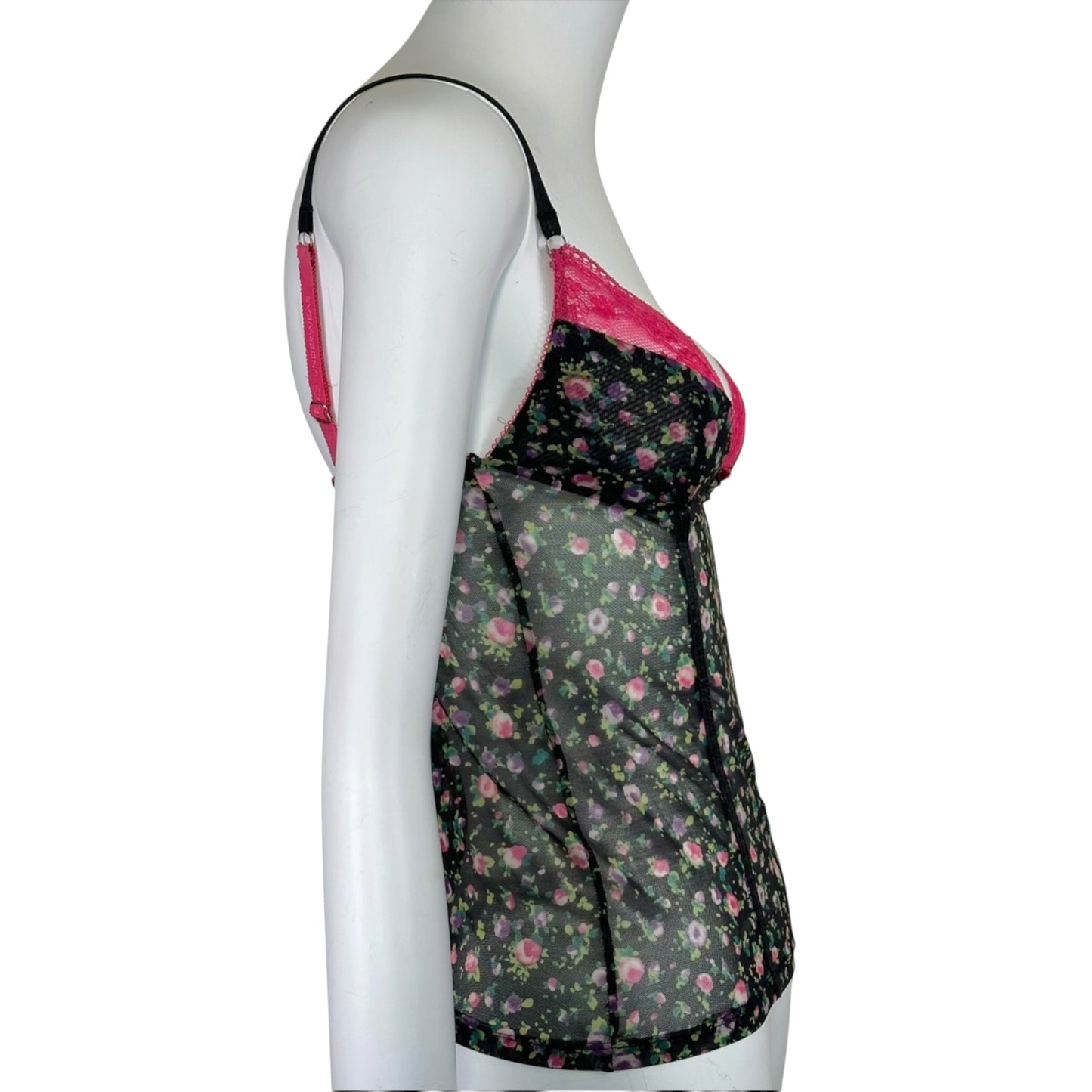 Vintage D&G floral mesh bustier cami top, side view