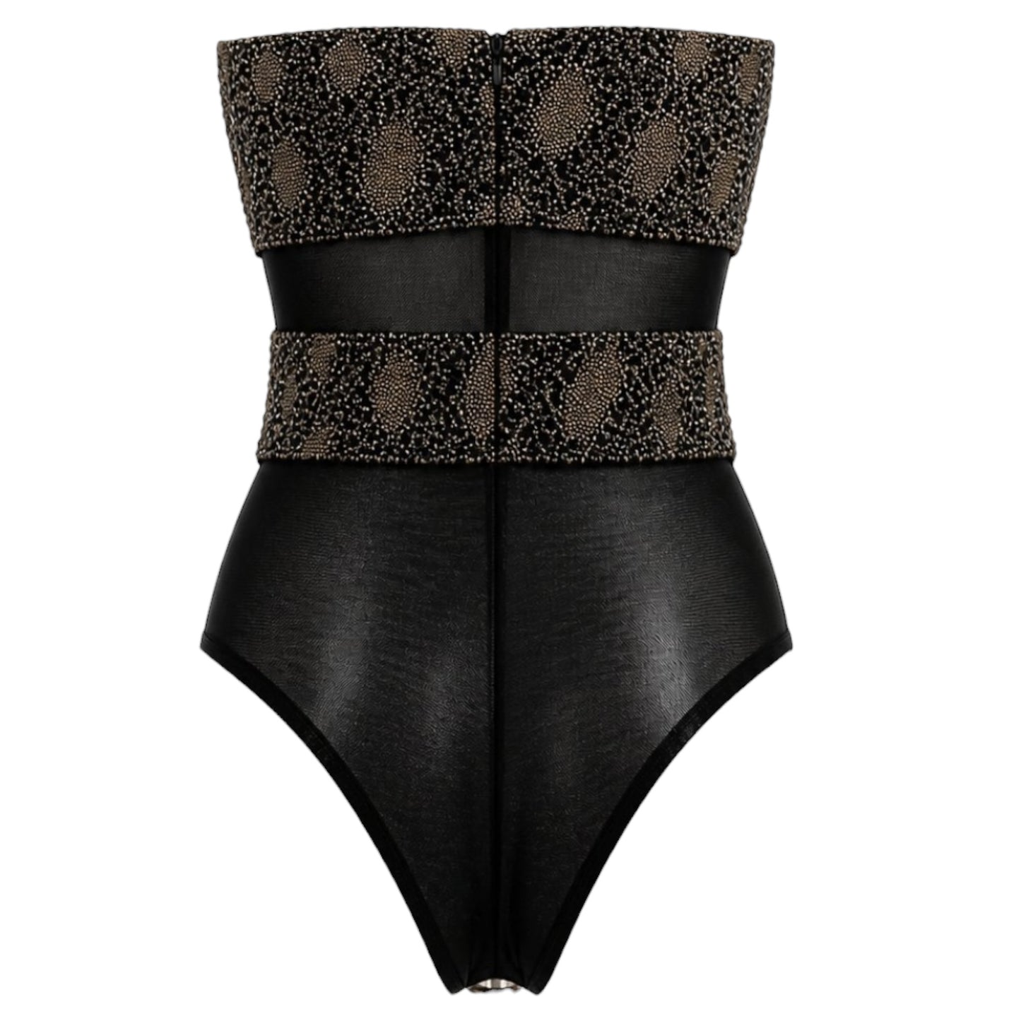 Roberto Cavalli Crystal Beaded Strapless Mesh Bodysuit NWT | IT 40 / Small Back View