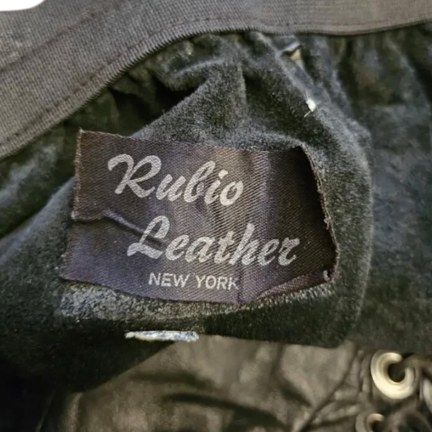 Vintage Rubio New York Black Leather Lace-Up Grommet Micro Shorts | Size S