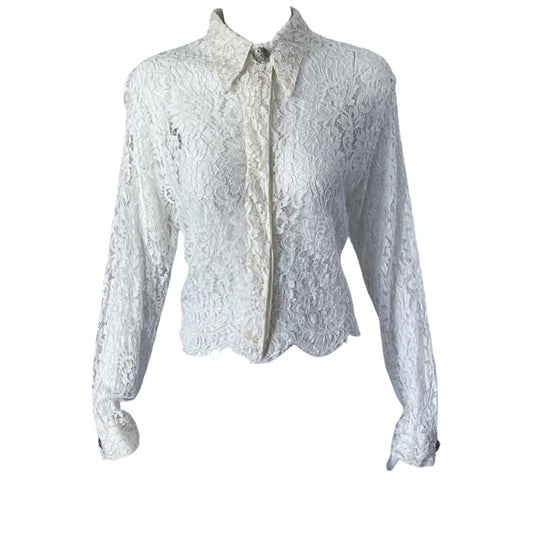 Gianni Versace Couture SS1994 Kate Moss Runway Silk Chantilly Lace Crop Top | IT 46