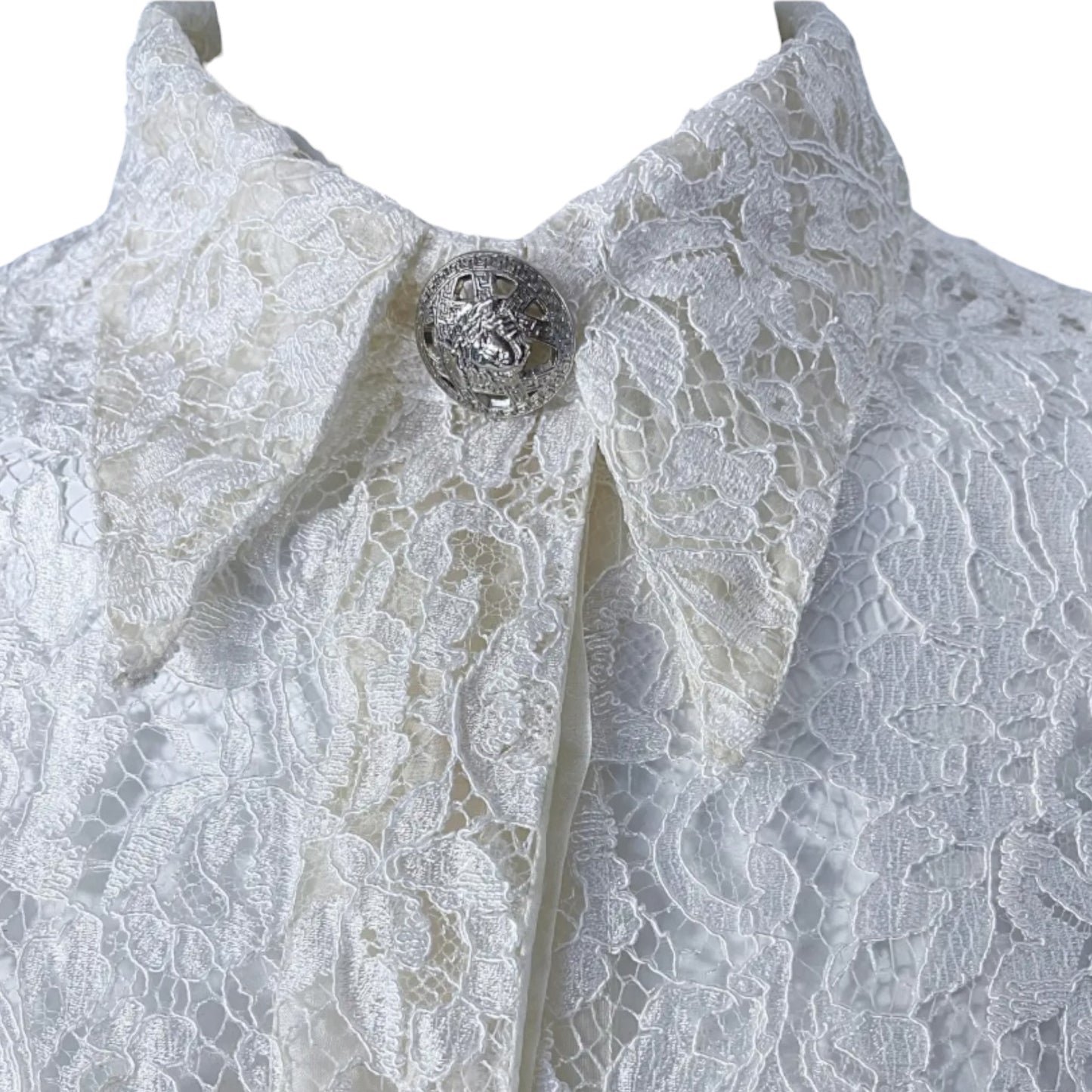Gianni Versace Couture SS1994 Kate Moss Runway Silk Chantilly Lace Crop Top | IT 46