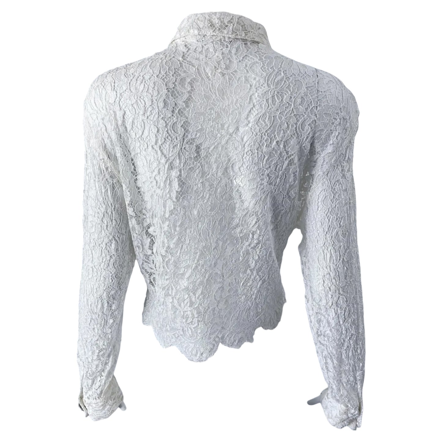 Gianni Versace Couture SS1994 Kate Moss Runway Silk Chantilly Lace Crop Top | IT 46