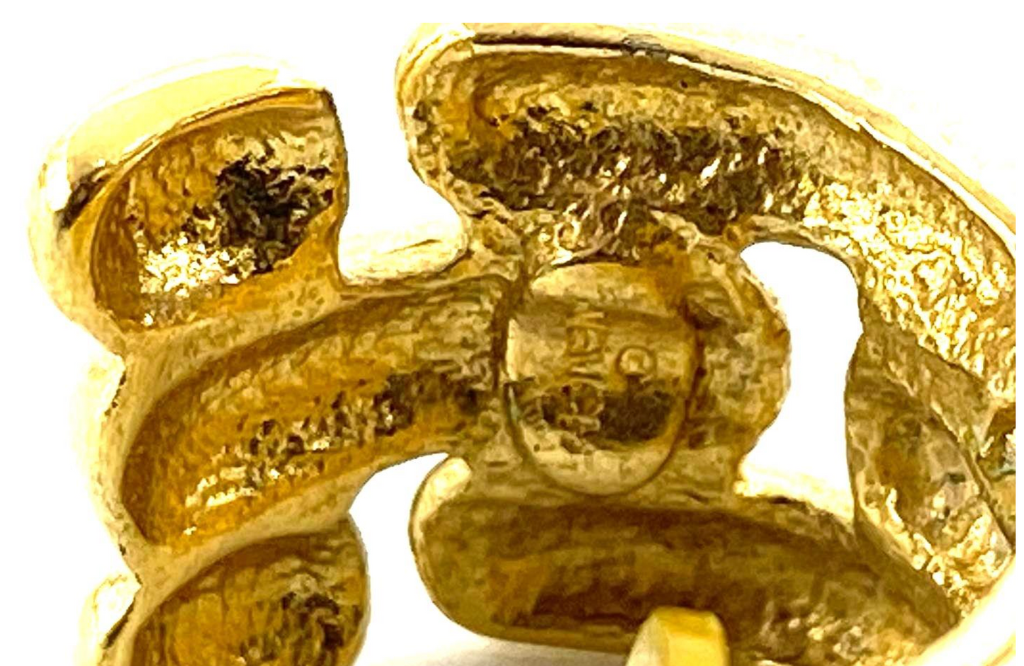 Vintage Givenchy Gold-Tone Link Motif Half-Hoop Earrings — 1980s