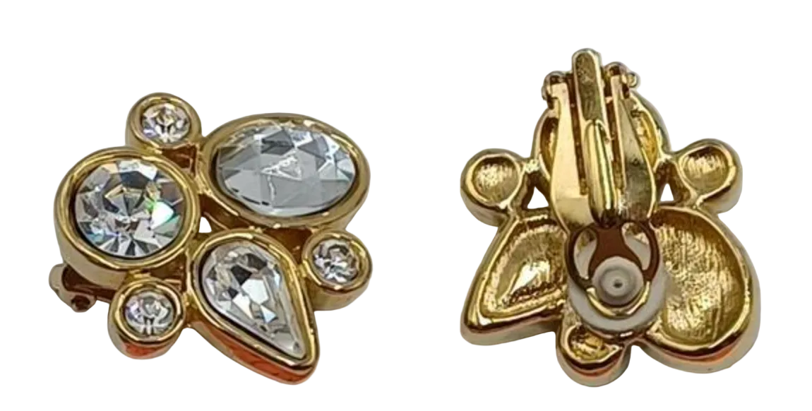 Vintage 1980s Givenchy crystal cluster statement earrings, detail close-up