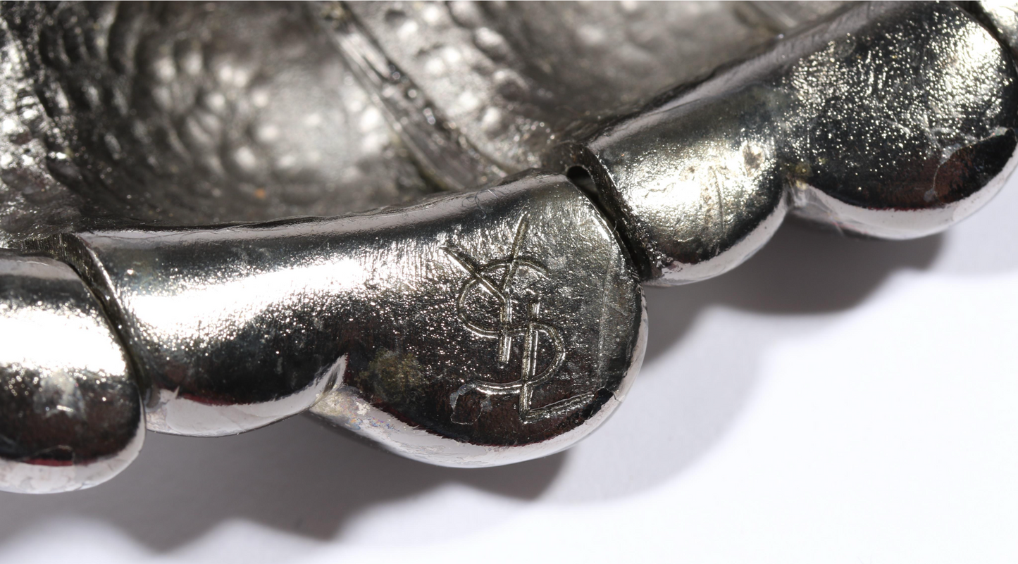 Vintage Yves Saint Laurent Robert Goossens Gunmetal Crystal Collar Necklace, Late 1980s-Early 1990s