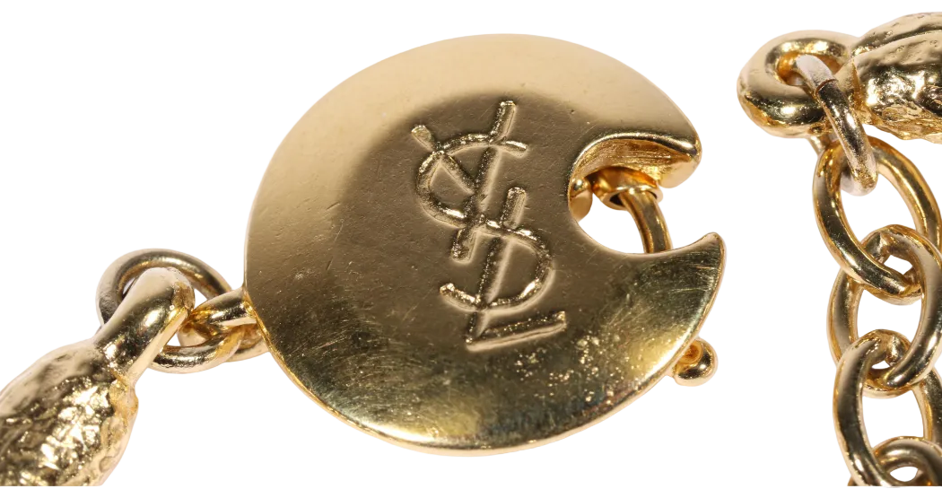 Vintage Yves Saint Laurent YSL Chrome Spike Statement Necklace & Earrings Set, Late 1980s-Early 1990s Runway/Editorial Style