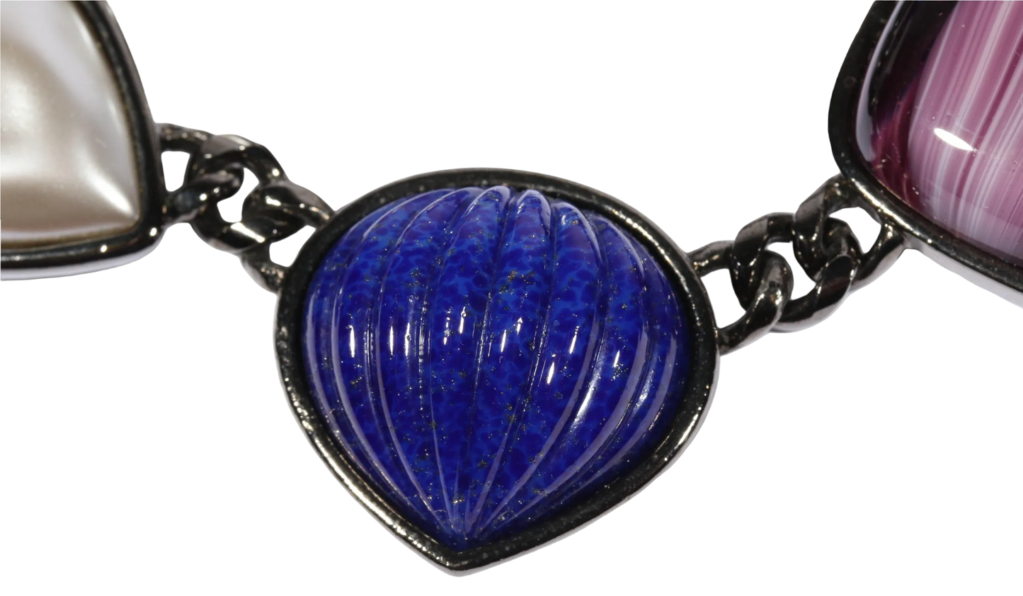 Vintage Yves Saint Laurent Robert Goossens Monet for YSL Art Glass & Faux Pearl Statement Necklace, Late 1980s-Early 1990s