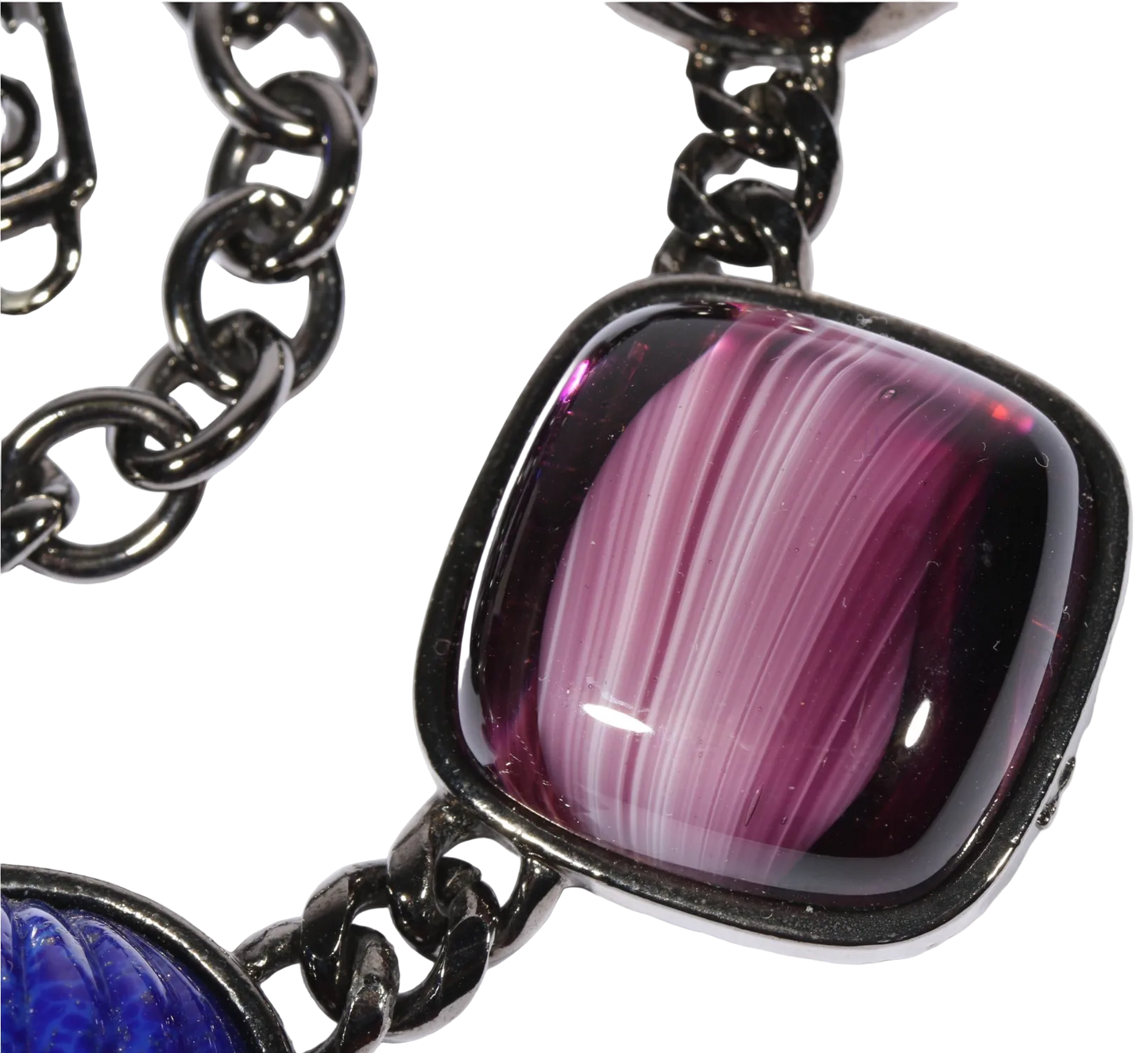 Vintage Yves Saint Laurent Robert Goossens Monet for YSL Art Glass & Faux Pearl Statement Necklace, Late 1980s-Early 1990s