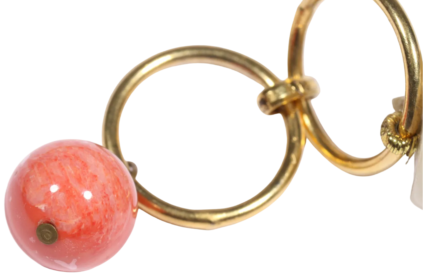 Hassan Bounkit Angel Skin & Orange Coral Beaded Necklace with Amethyst Cabochon Accents