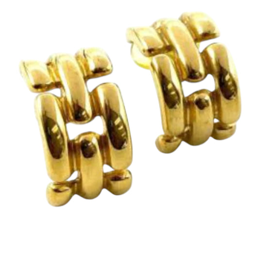 Vintage Givenchy 1980s Gold-Tone Link Motif Half-Hoop Earrings
