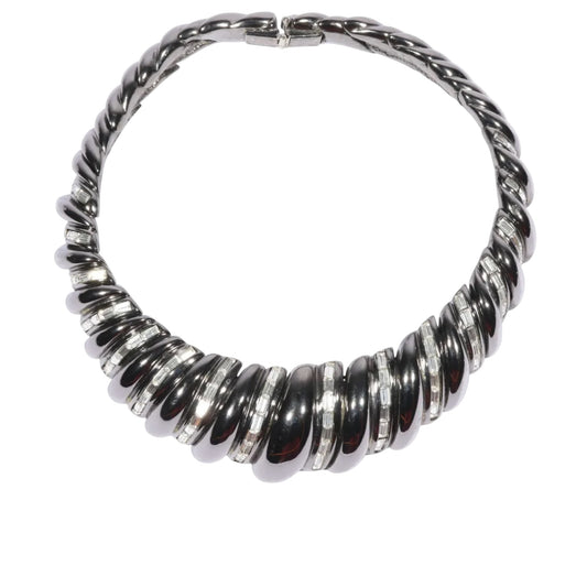 Vintage Yves Saint Laurent Robert Goossens Gunmetal Crystal Collar Necklace, Late 1980s-Early 1990s