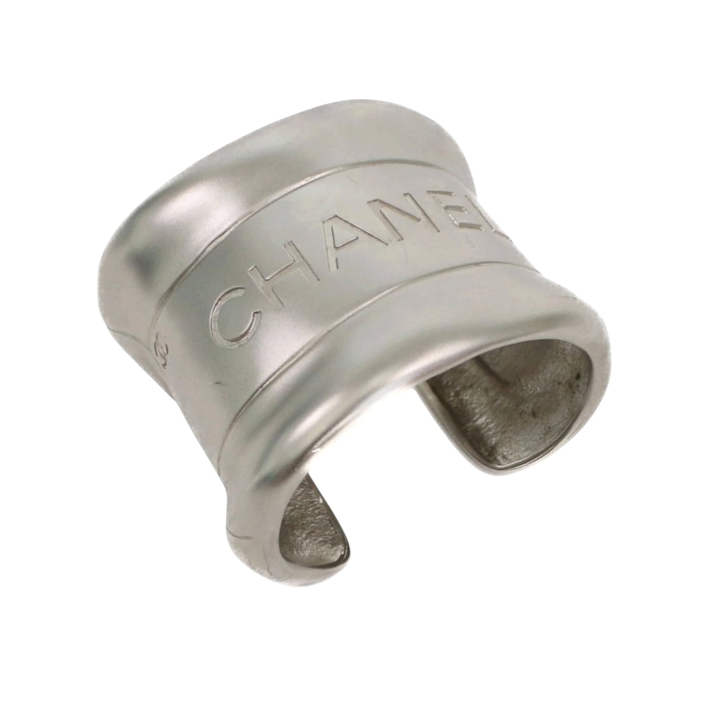 Chanel Spring 1998 Silver-Tone Logo Cuff Bracelet