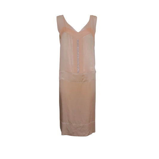 Vintage Chloé by Stella McCartney Silk Satin & Chiffon Crystal Embellished Slip Dress Size 40