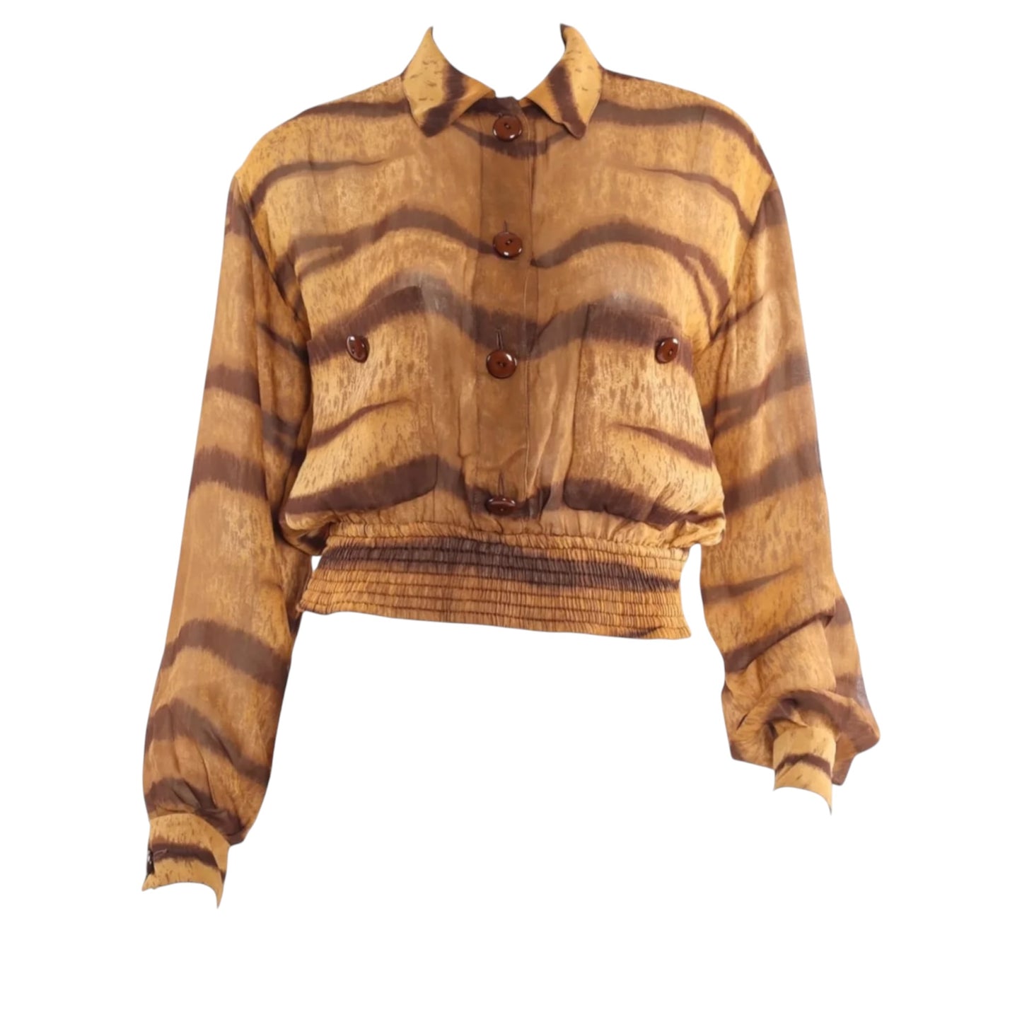 Vintage Valentino Boutique Silk Nyala Print Blouse Sz 12