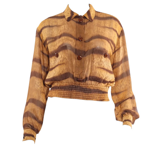 Vintage Valentino Boutique Silk Nyala Print Blouse Sz 12