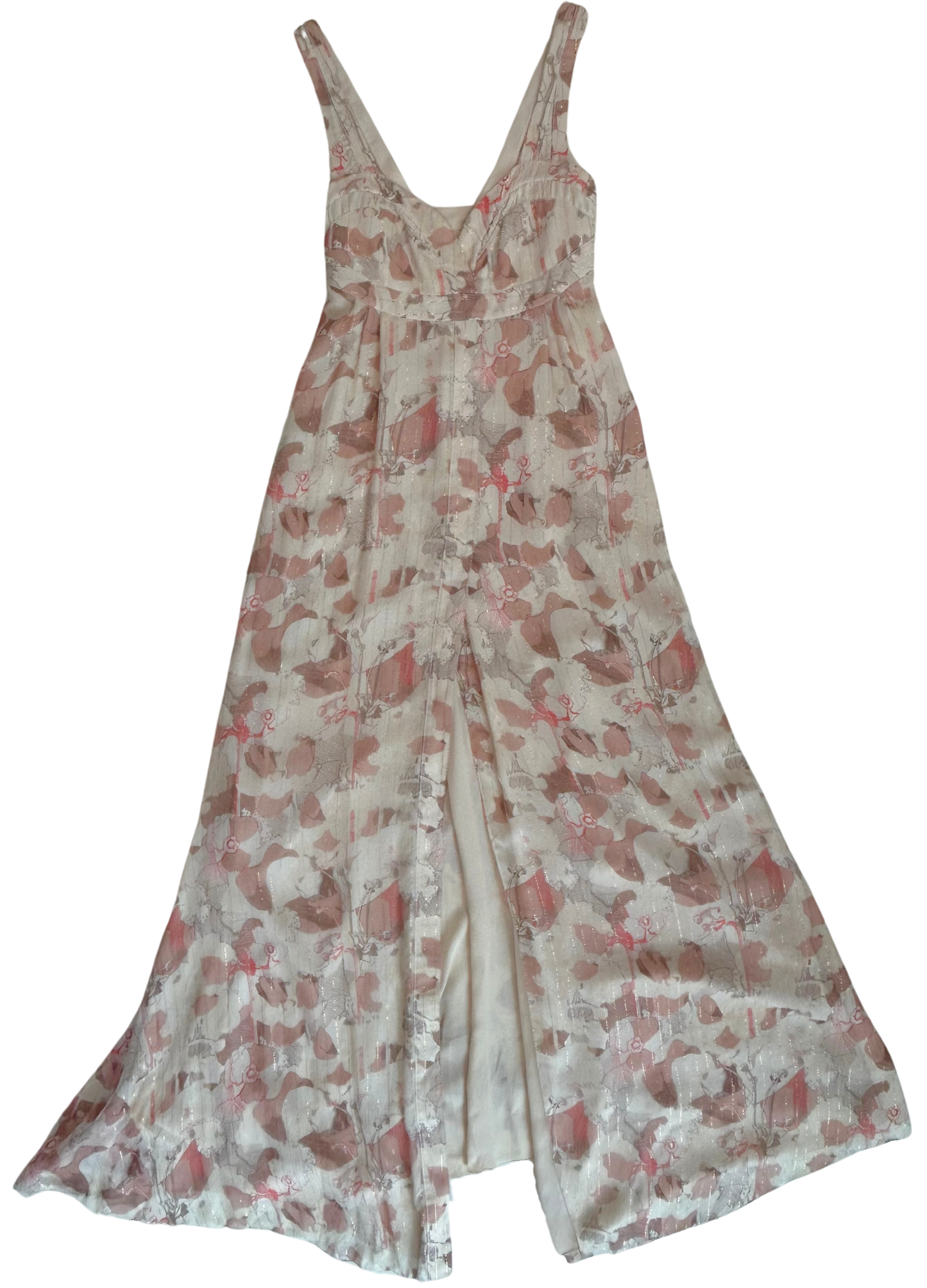 Nina Ricci Floral Silk Chiffon Gown