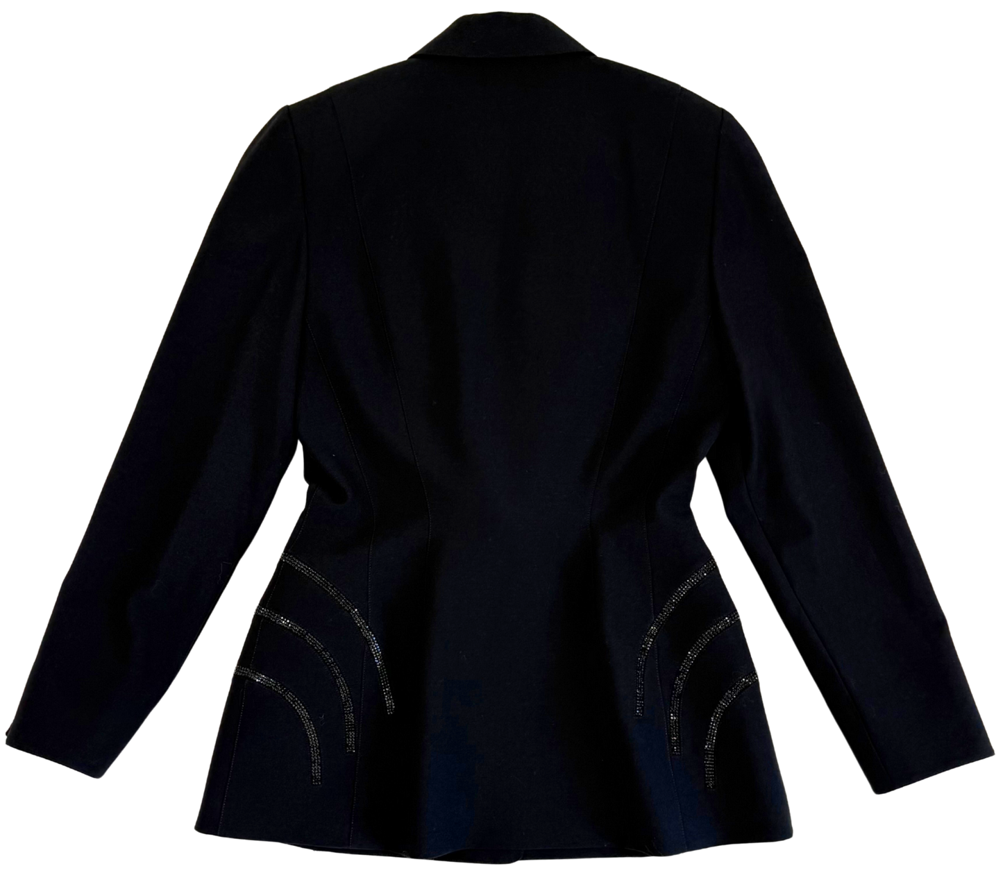 Vintage Thierry Mugler F/W 1988 Black Sculptural Crystal-Embellished Blazer
