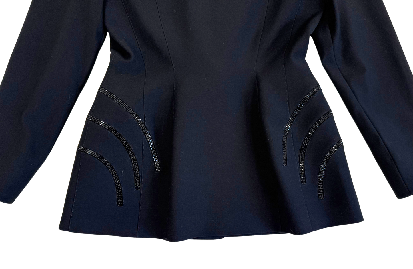 Vintage Thierry Mugler F/W 1988 Black Sculptural Crystal-Embellished Blazer