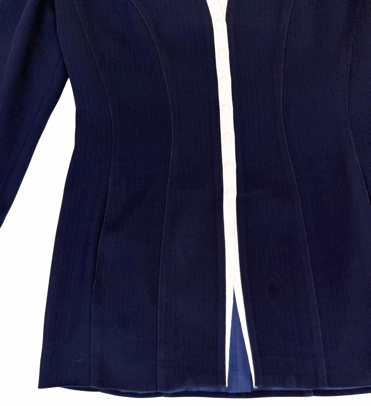 Thierry Mugler Vintage Navy and White Ribbed Suit