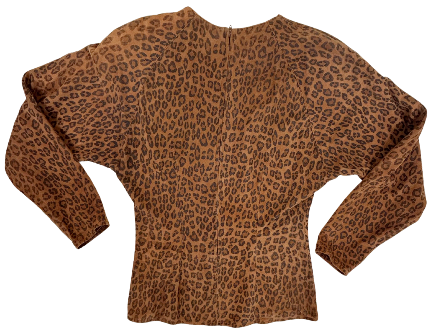 Vintage 80s Vakko Leopard Print Suede Two-Piece Skirt and Top Set