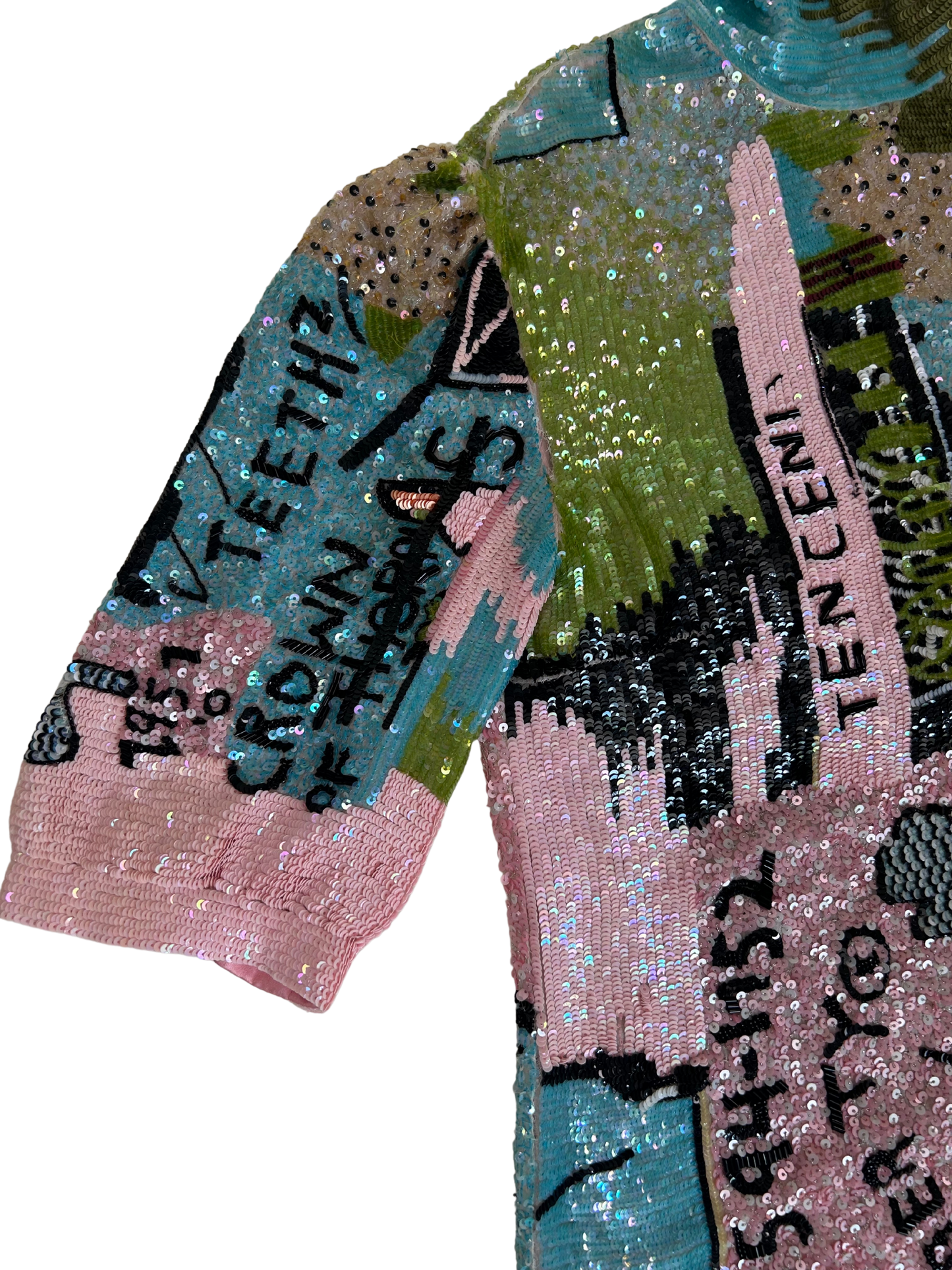Valentino x Jean-Michel Basquiat Silk Sequin Graffiti Print Blouse