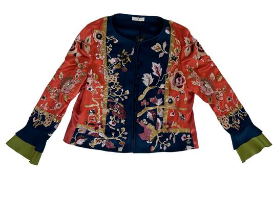 Valentino Vintage Silk Floral Sequin Embellished Evening Jacket