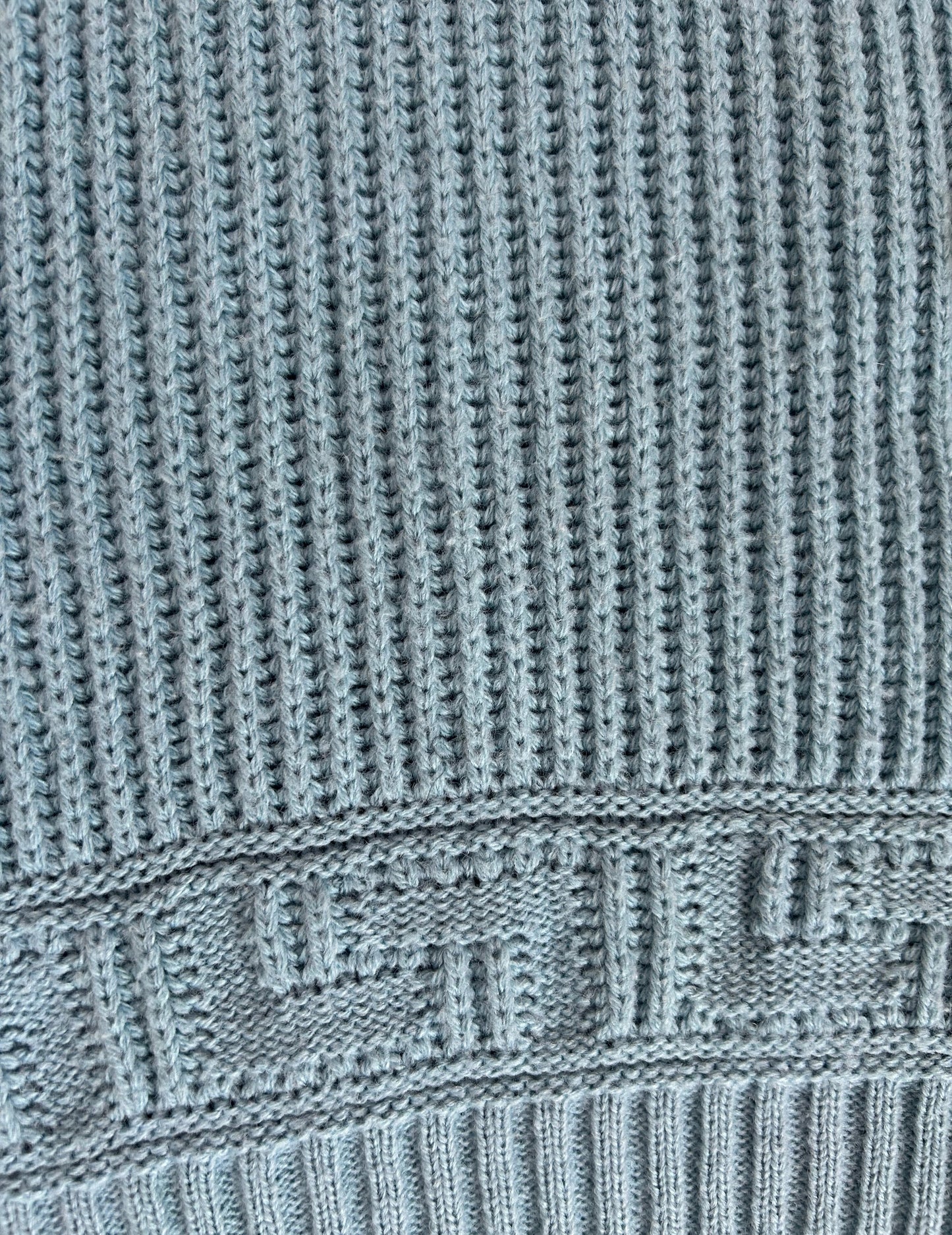 Versace Vintage 90's Light Blue Medusa Cable Knit Sweater