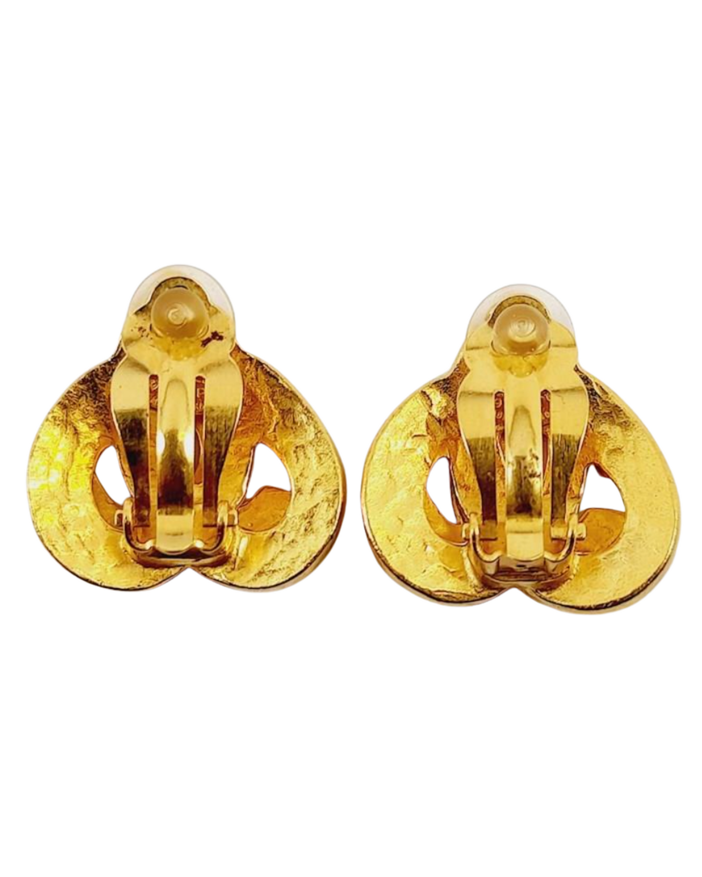 Vintage Chanel Spring 1997 Gold Plated Heart CC Logo Clip-On Earrings