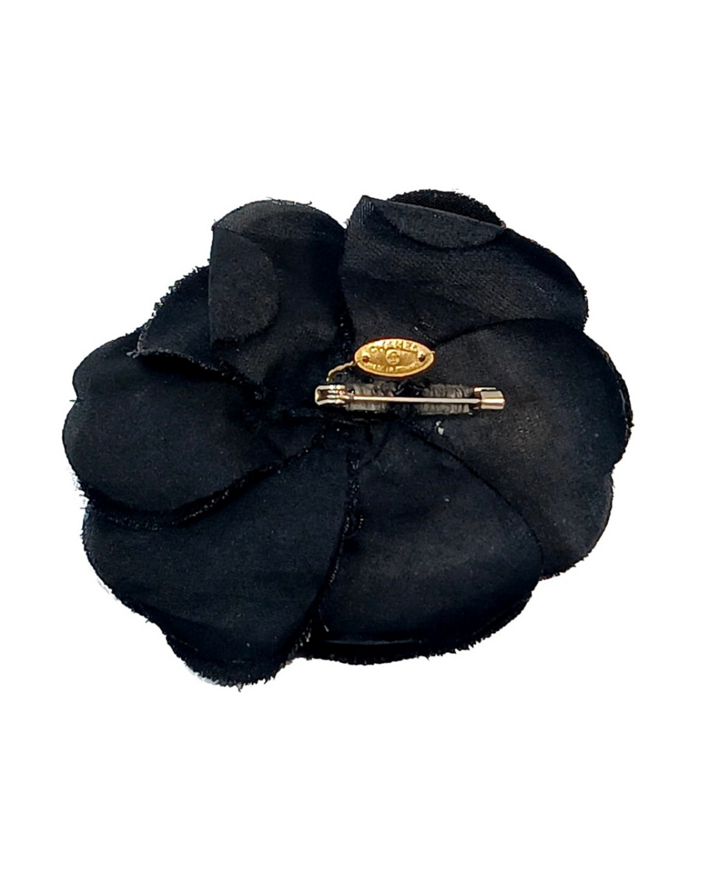 Chanel Black Velvet Camellia Brooch (1990s) - Made in France